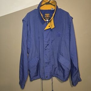 Vintage Hunting Horn J. Riggings Men's Windbreaker Jacket Size XL Blue/Yellow